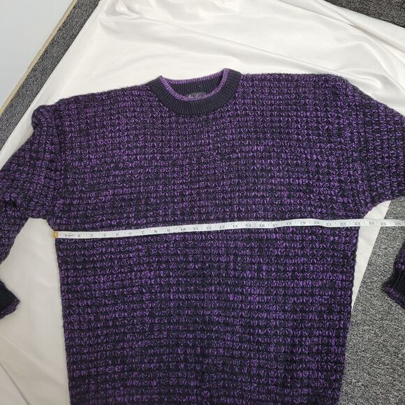 VINTAGE 80s purple oversized crew neck acrylic knit sweater unisex L - Picture 5 of 6